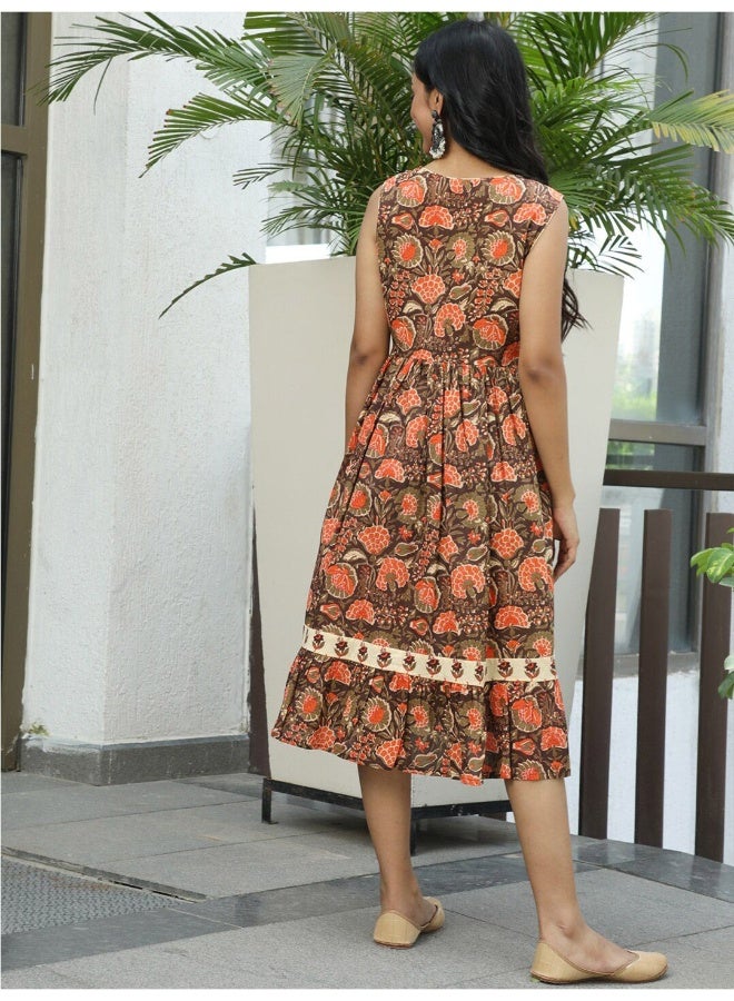 AKS Brown floral print midi dress  - Image 4
