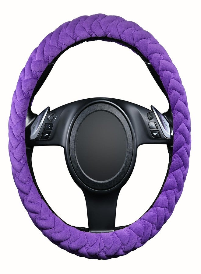 Flying Banner car Steering Wheel Cover Massage Velvet Warm Universal Size 15 inches SUV Truck Anti Slip Odorless Summer Winter (Purple, Velvet Massage) - Image 2