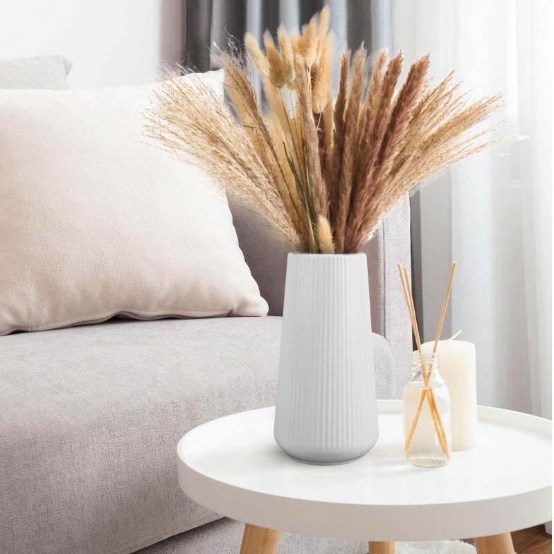 GUKJOB White Ceramic Vase  GUKJOB Flower Vase Ceramic Vase for Flowers  Decorative White Vase for Pampas Grass  Small Vase for Home Living Room Dining Table Farmhouse Office Decor (White) - Image 4