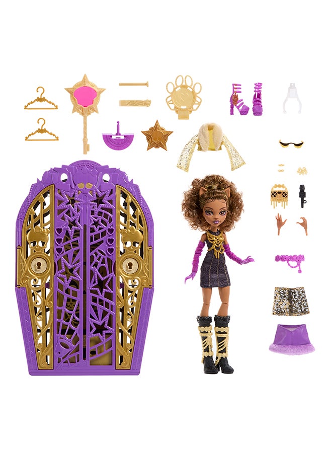 MONSTER HIGH Skulltimate Secrets Doll And Accessories Set, Hauntlywood Mysteries Clawdeen Wolf With Reveal Closet & 19+ Glam Surprises Like Doll Clothes - Image 3