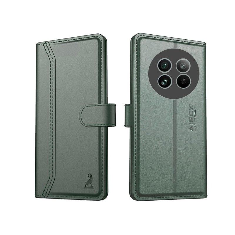 AIBEX ® Compatible for Poco M7 5G / Redmi 14C 5G / Redmi A4 5G / Poco C75 5G Flip Cover Leather Finish | Inside TPU with Card Pockets | Wallet Stand | Complete Protection Flip Case -Green - Image 1