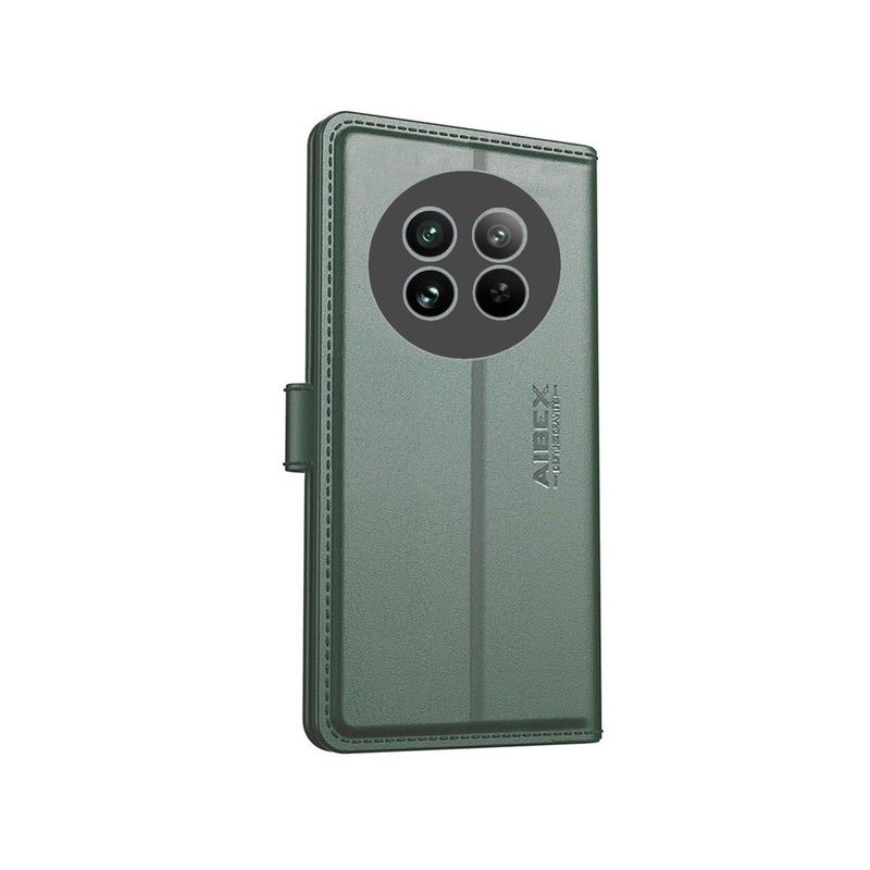 AIBEX ® Compatible for Poco M7 5G / Redmi 14C 5G / Redmi A4 5G / Poco C75 5G Flip Cover Leather Finish | Inside TPU with Card Pockets | Wallet Stand | Complete Protection Flip Case -Green - Image 3