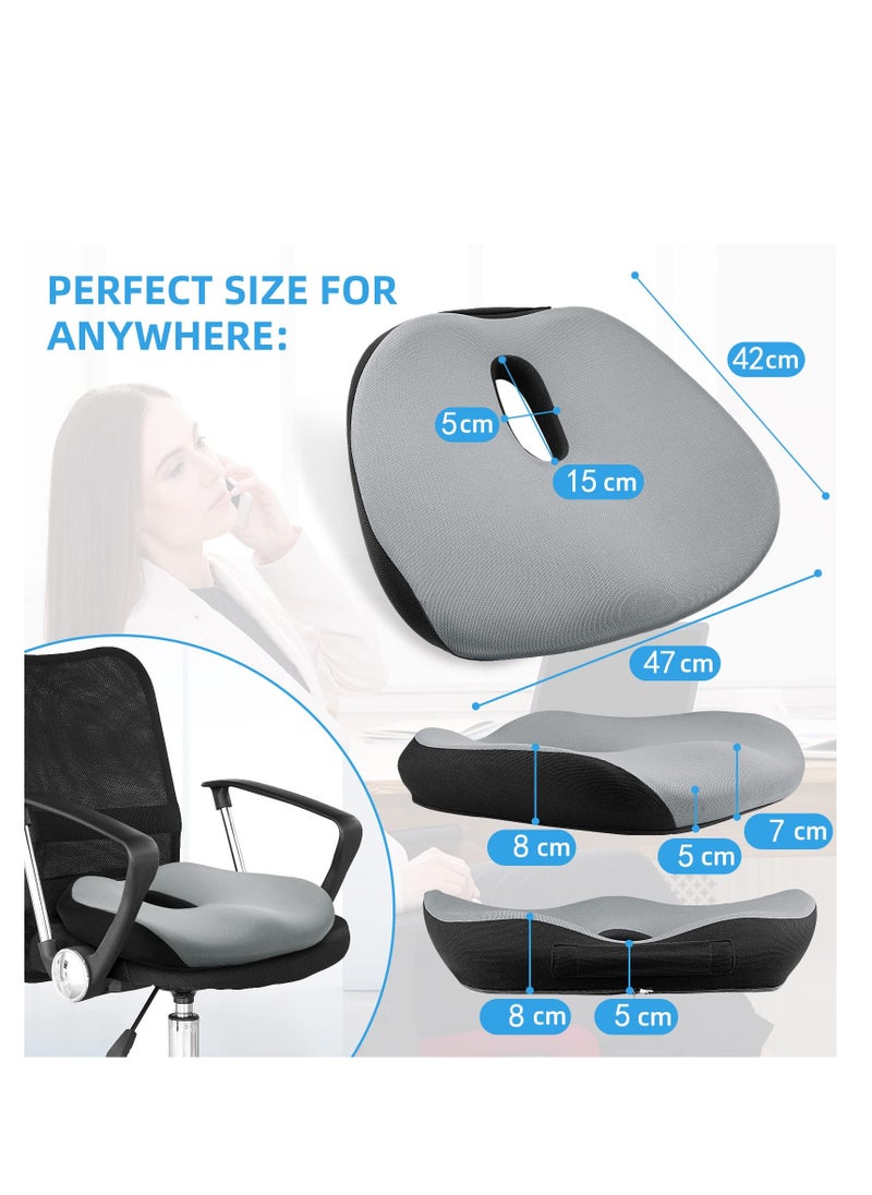 SYOSI Coccyx Cushion, Memory Foam Cushion for Coccyx Tailbone Sciatica Pain Relief, Ergonomic Posture Seat Pads for Car Seat, Office Chair, Kitchen Chairs, Wheelchair (Grey)  - Image 4