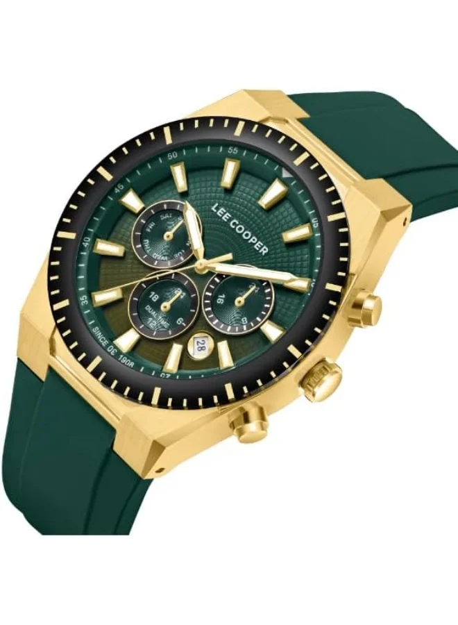 Lee Cooper LEE COOPER Men's JP25 Movement Watch, Multi Function Display and Silicone Strap - LC08088.177, Dark Green