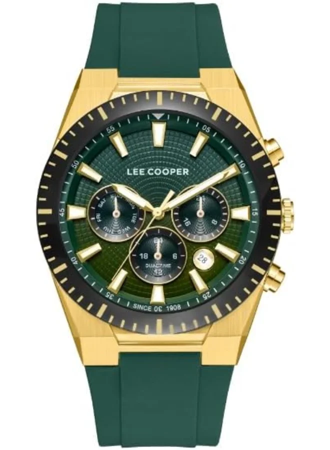 Lee Cooper LEE COOPER Men's JP25 Movement Watch, Multi Function Display and Silicone Strap - LC08088.177, Dark Green