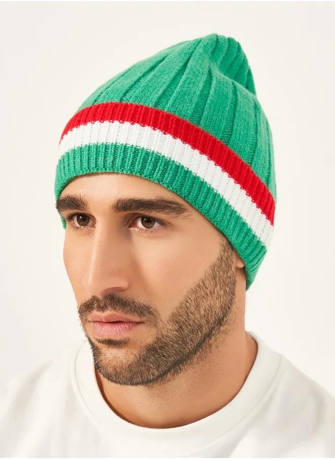 Styli Contrast Detail Knit Beanie