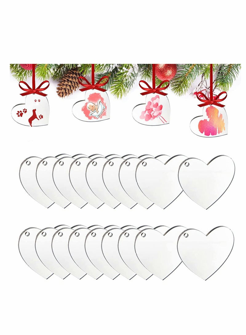 KASTWAVE Acrylic Heart Keychain Blanks, 60 Pcs Acrylic Hearts Discs with Hole  for DIY Keychain Vinyl Projects Gift Tags Valentine's Day Ornaments, Engraving and Craft Project - Image 1