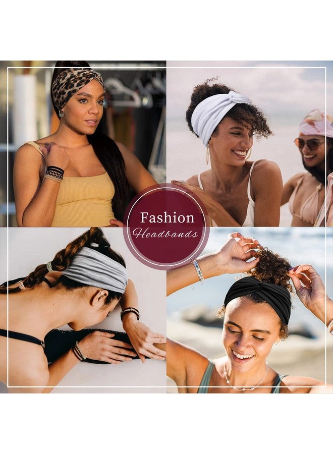 Nariele Headbands For Women Non Slip Soft Elastic Wide Hair Bands Yoga Running Workout Head Scarf 4 Packs - Image 4