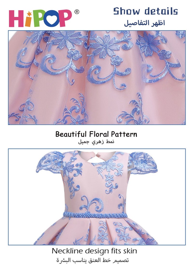 HIPOP Girls Princess Costume with Bow Design,Cosplay Dressing up,Birthday Party Outfits Blue for Girl Gift  - Image 4