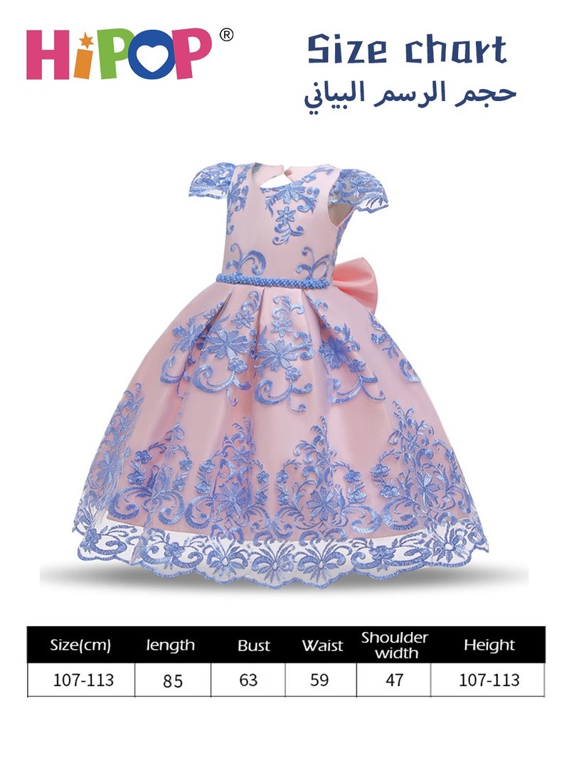 HIPOP Girls Princess Costume with Bow Design,Cosplay Dressing up,Birthday Party Outfits Blue for Girl Gift  - Image 5