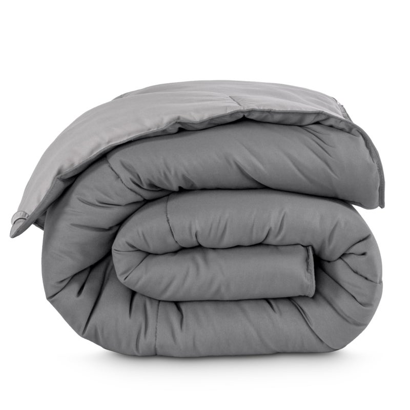 Bare Home Oversized Queen Comforter Reversible Colors Goose Down Alternative UltraSoft Premium 1800 Series All Season Warmth Bedding Comforter Oversized Queen GreyLight Grey