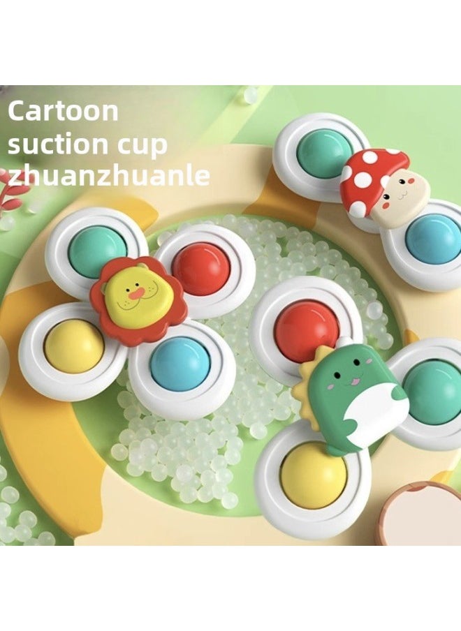 Newborn Baby Children Car Cartoon Suction Cup Spinning Top Soothing Baby Dining Seat Pendant Educational Toy-Color:Cartoon Suction Cup Spinner [pack Of Three]  - Image 2