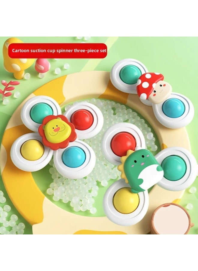 Newborn Baby Children Car Cartoon Suction Cup Spinning Top Soothing Baby Dining Seat Pendant Educational Toy-Color:Cartoon Suction Cup Spinner [pack Of Three]  - Image 1
