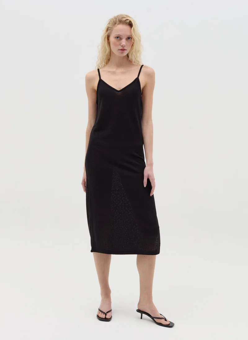 Ovs Ovs Black Midi Dress With Thin Straps