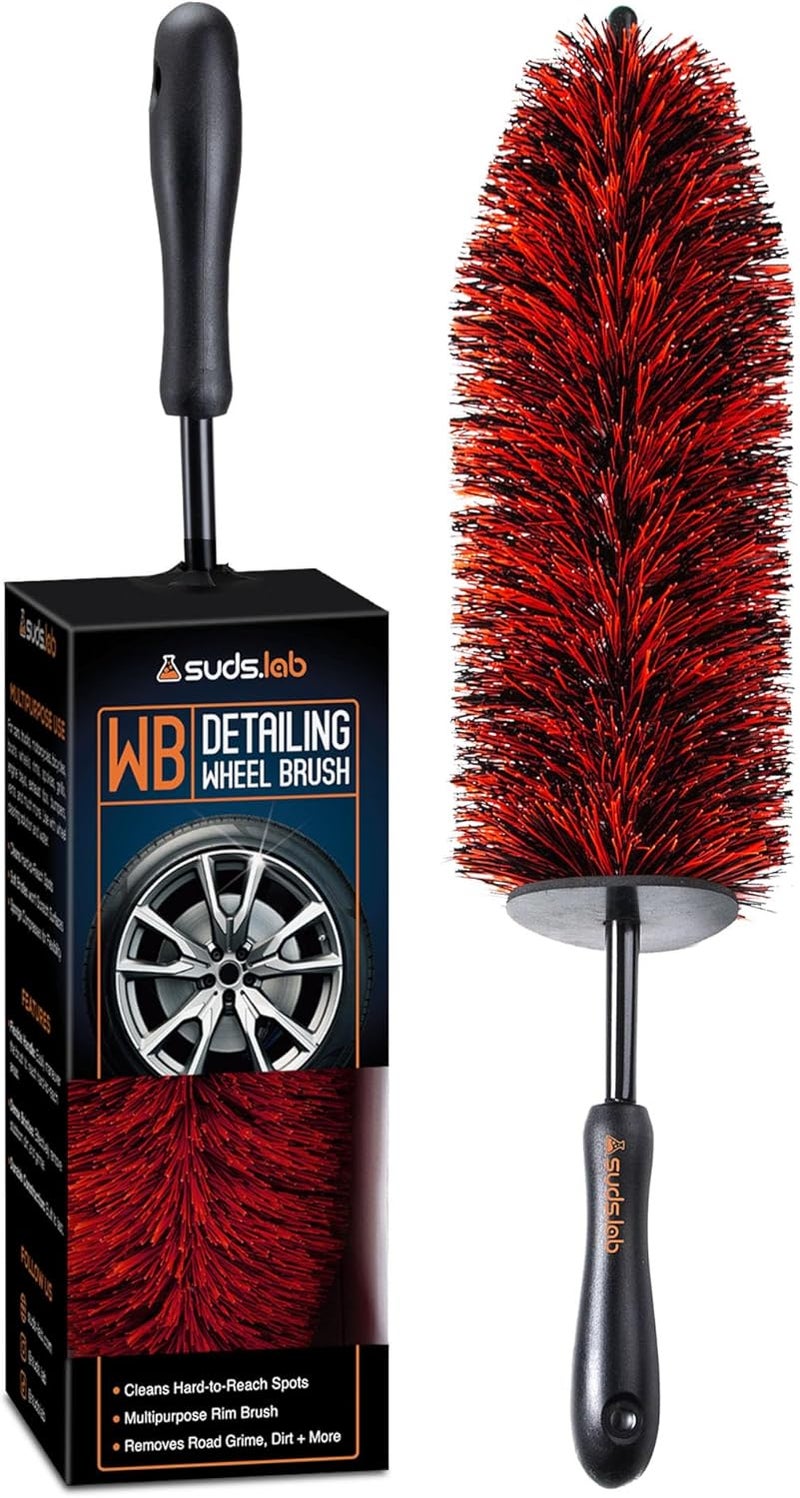 suds.lab فرشاة تنظيف العجلات من Suds Lab WB - فرشاة متعددة الأغراض للحواف والعجلات - تنظيف ��لأماكن التي يصعب الوصول إليها - الطول الإجمالي 15 بوصة ملحقات كاملة ومتطابقة - Image 1