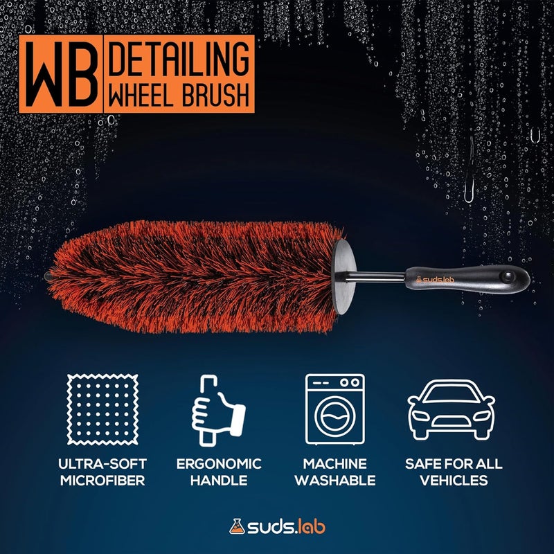 suds.lab فرشاة تنظيف العجلات من Suds Lab WB - فرشاة متعددة الأغراض للحواف والعجلات - تنظيف ��لأماكن التي يصعب الوصول إليها - الطول الإجمالي 15 بوصة ملحقات كاملة ومتطابقة - Image 2
