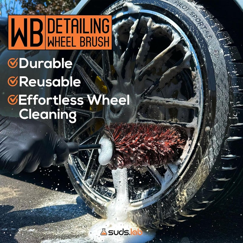 suds.lab فرشاة تنظيف العجلات من Suds Lab WB - فرشاة متعددة الأغراض للحواف والعجلات - تنظيف ��لأماكن التي يصعب الوصول إليها - الطول الإجمالي 15 بوصة ملحقات كاملة ومتطابقة - Image 5