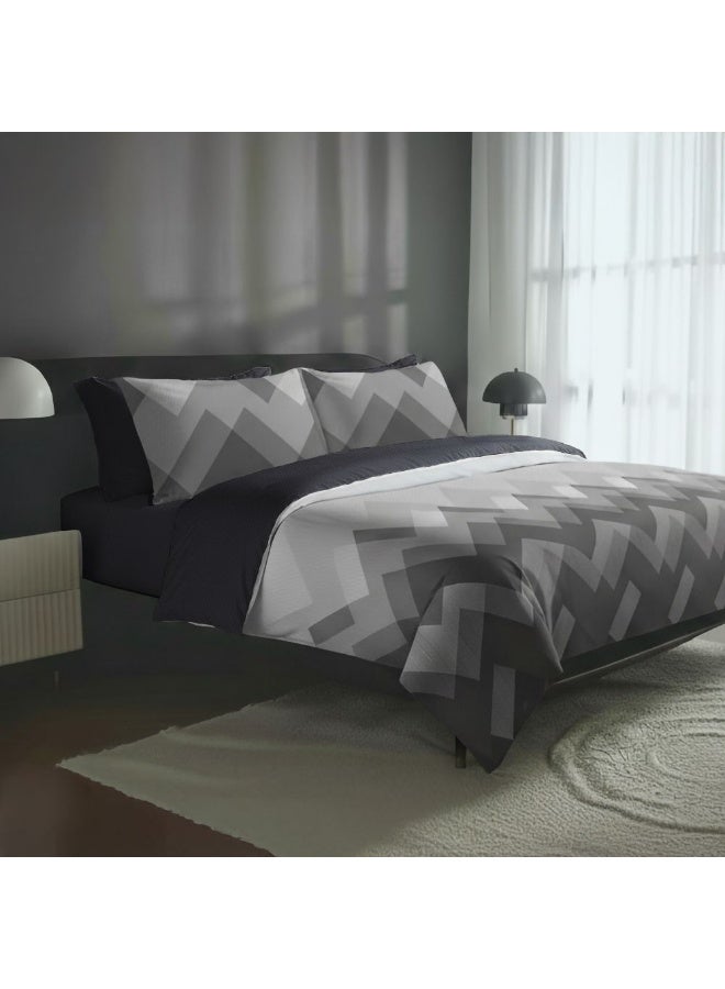 Danube Home Bliss 6 Piece Super King Comforter Set 260x260 cm Dk. Grey | Cotton /Viscos -180 Thread Count Breathable Bedding Sheet And Pillow Cases For Bedroom - Image 1