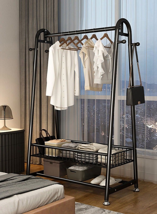 VUCATIN رف ملابس متين مع سلة تخزين ورف معاطف، خزانة ملابس معدنية قائمة بذاتها لتعليق الملابس - Image 1
