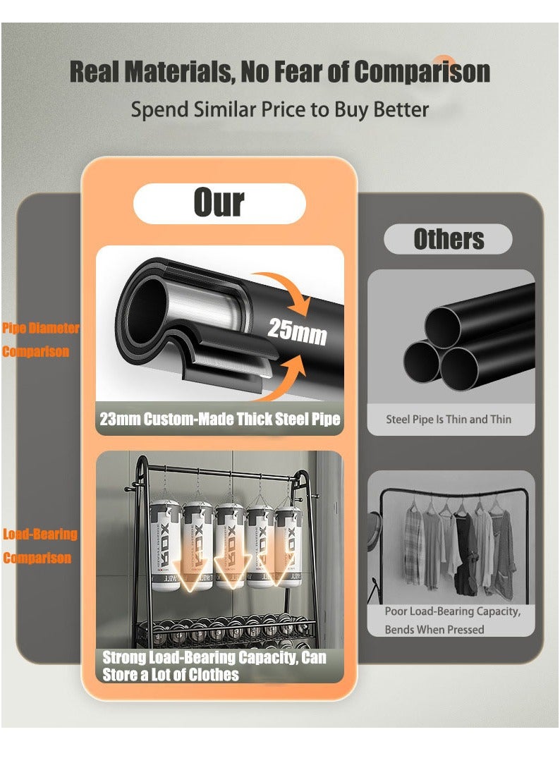 VUCATIN رف ملابس متين مع سلة تخزين ورف معاطف، خزانة ملابس معدنية قائمة بذاتها لتعليق الملابس - Image 5