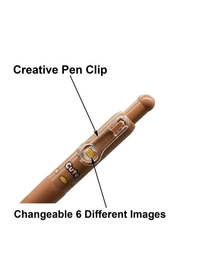 Maydahui Maydahui 8 Pcs Cute Pink Rabbit Short Small Pens Retractable Little Bear Mini Pocket Pens Changeable Images Thick Barrel with Comfort Grip Cute Tiny Pens Black Ink for Notebook Shcool Office  - Image 4