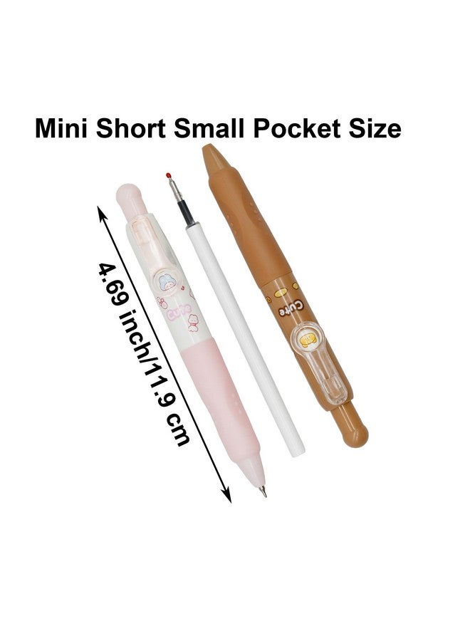Maydahui Maydahui 8 Pcs Cute Pink Rabbit Short Small Pens Retractable Little Bear Mini Pocket Pens Changeable Images Thick Barrel with Comfort Grip Cute Tiny Pens Black Ink for Notebook Shcool Office  - Image 2
