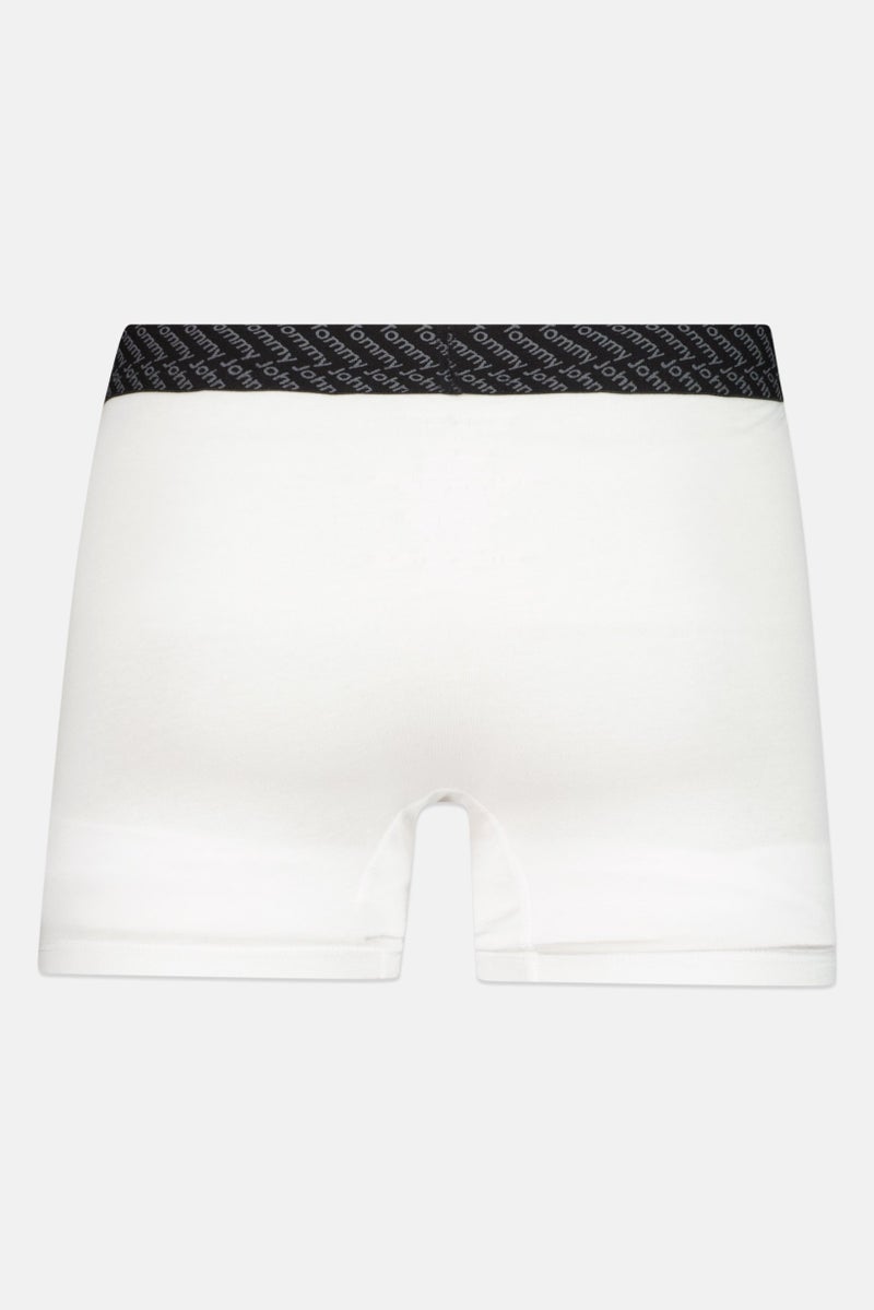 Tommy John Men 2 Pieces 8 Inseam Brand Logo Boxer Beirfs, Black/White  - Image 3