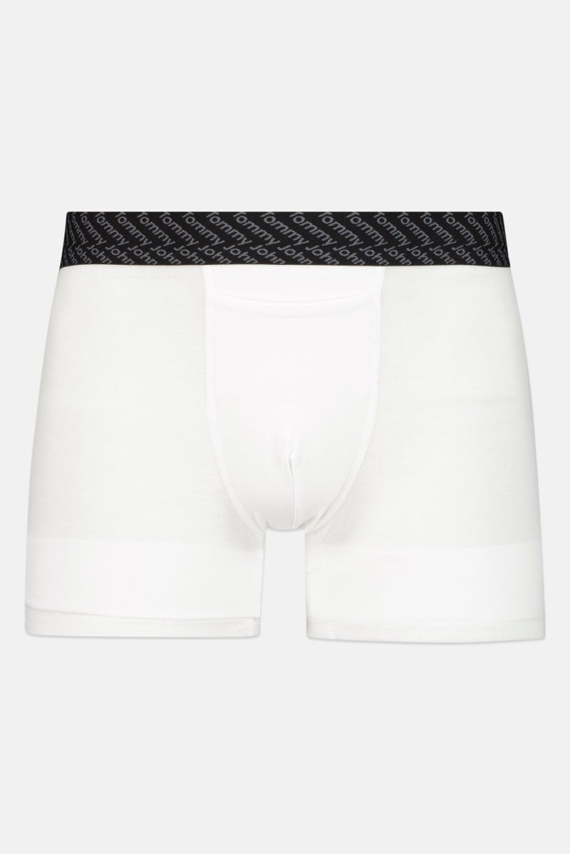 Tommy John Men 2 Pieces 8 Inseam Brand Logo Boxer Beirfs, Black/White  - Image 5