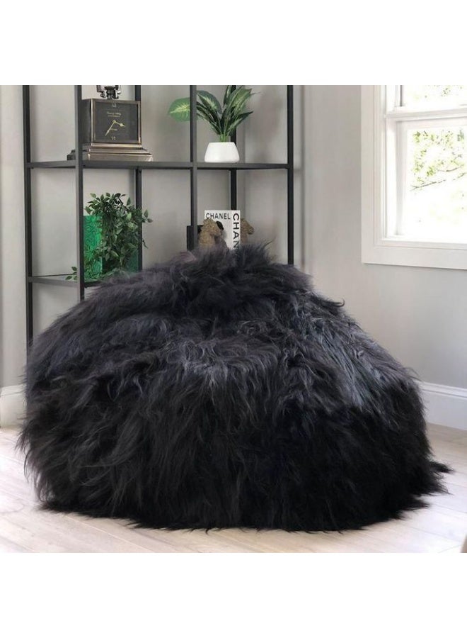 بوف الفرو الأنيق، قطعة تجمع بين الراحة القصوى والمظهر الفخم لتكون إضافة لأي ركن في المنزل لون اسود