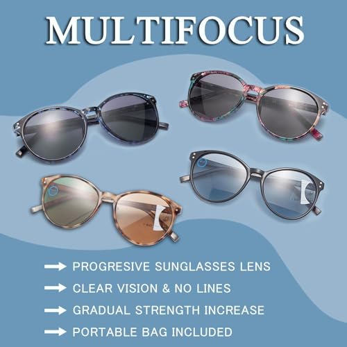 Amorays Cat Eyes Progressive Multifocus Reading Sunglasses for Women UV Protection Multifocal Top Clear Trifocal Sun Readers - Image 5
