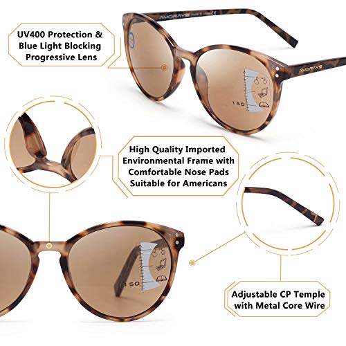 Amorays Cat Eyes Progressive Multifocus Reading Sunglasses for Women UV Protection Multifocal Top Clear Trifocal Sun Readers - Image 3