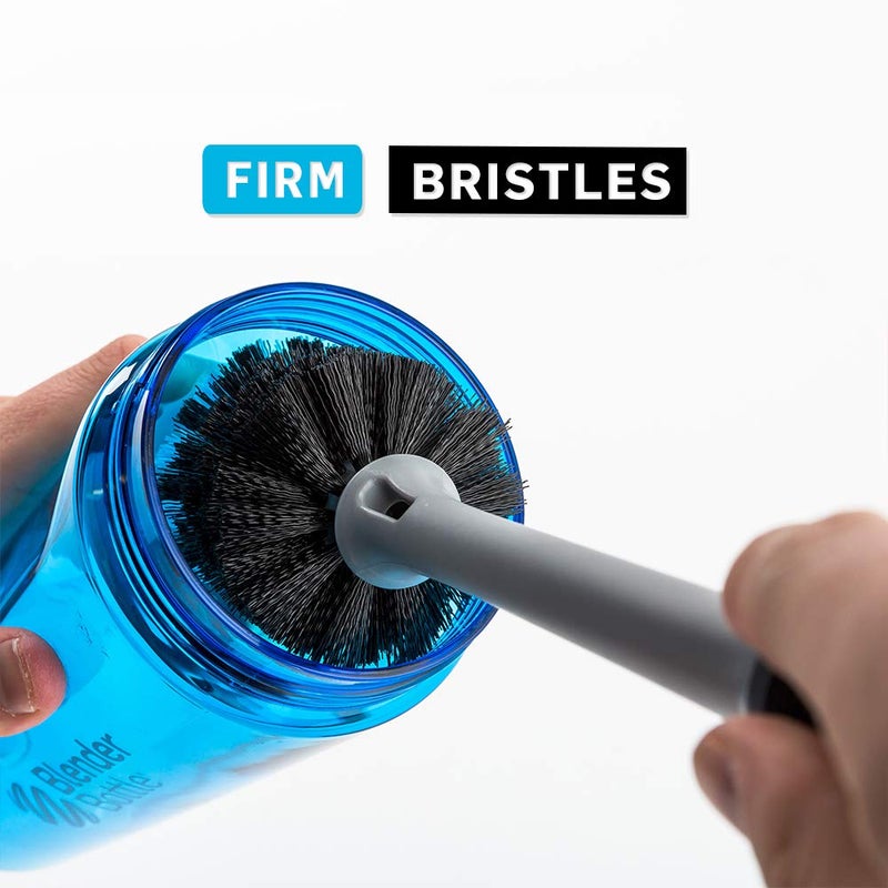 BlenderBottle زجاجة خلط 2 في 1 وفرشاة تنظيف القش، 1 عبوة، رمادي - Image 2