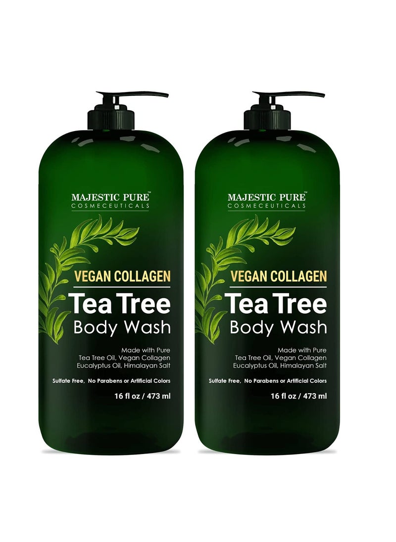 Majestic Pure Majestic Pure Tea Tree Body Wash - Formulated to Combat Dry, Flaky Skin - Soothes, Nourishes and Moisturizes Irritated, Chapped, Problem Skin Areas - (Packaging may Vary) -16 fl. oz (Pack of 2)  - Image 1