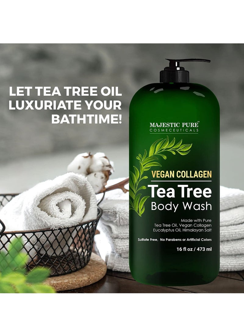 Majestic Pure Majestic Pure Tea Tree Body Wash - Formulated to Combat Dry, Flaky Skin - Soothes, Nourishes and Moisturizes Irritated, Chapped, Problem Skin Areas - (Packaging may Vary) -16 fl. oz (Pack of 2)  - Image 2