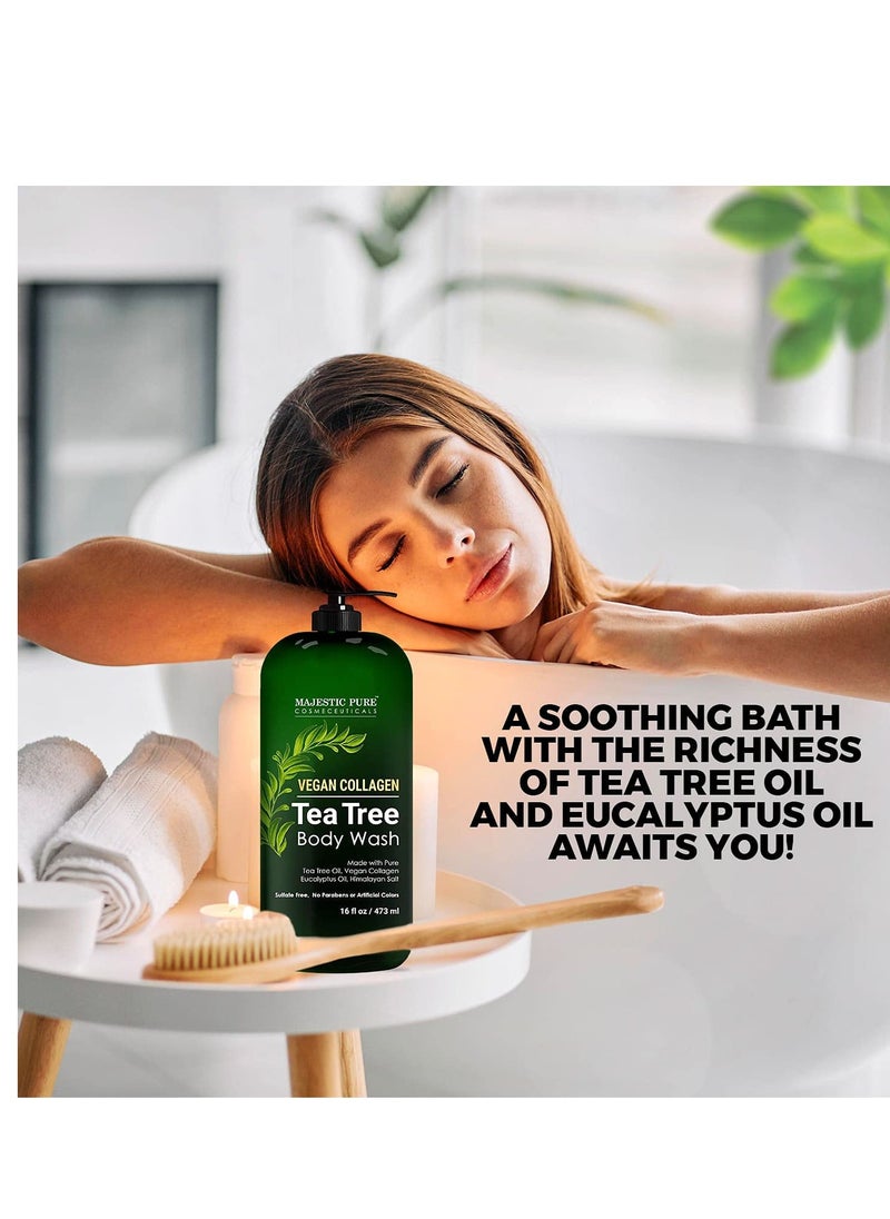 Majestic Pure Majestic Pure Tea Tree Body Wash - Formulated to Combat Dry, Flaky Skin - Soothes, Nourishes and Moisturizes Irritated, Chapped, Problem Skin Areas - (Packaging may Vary) -16 fl. oz (Pack of 2)  - Image 3