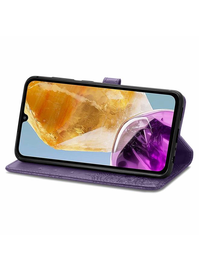اس-توب جراب لهاتف Samsung Galaxy M15 مصنوع من الجلد المنقوش بزهرة ماندالا - Image 5