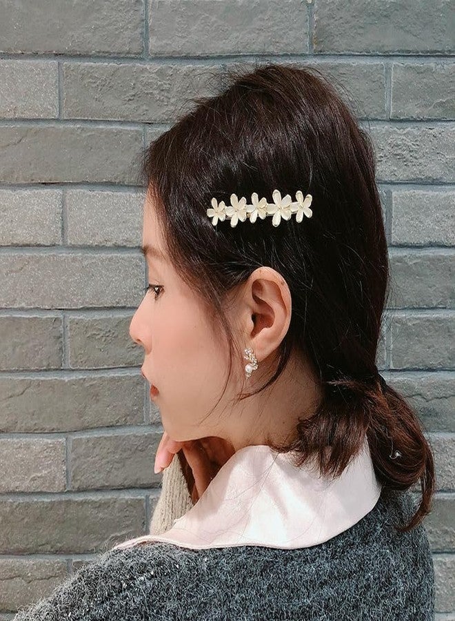 Sluswallow 2Pcs Golden Flower Opal Hair Clips - Gold Sparkly Wedding Barrettes - Fancy Hair Pins - Valentines Wedding Prom Engagement Birthday Decorative Accessories for Women Girls - Thick Fine Hair - Image 3