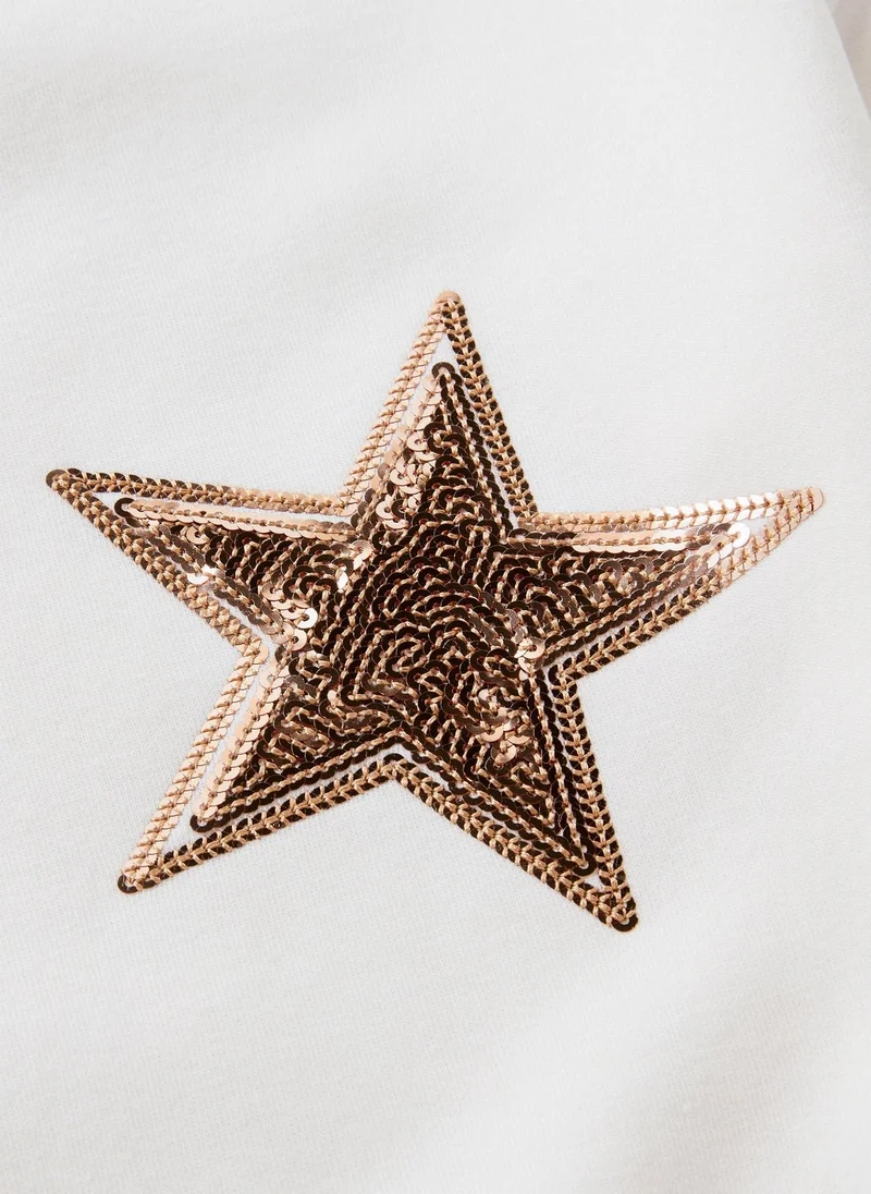 Matalan Girls Cream Star Sequin Sweater Dress