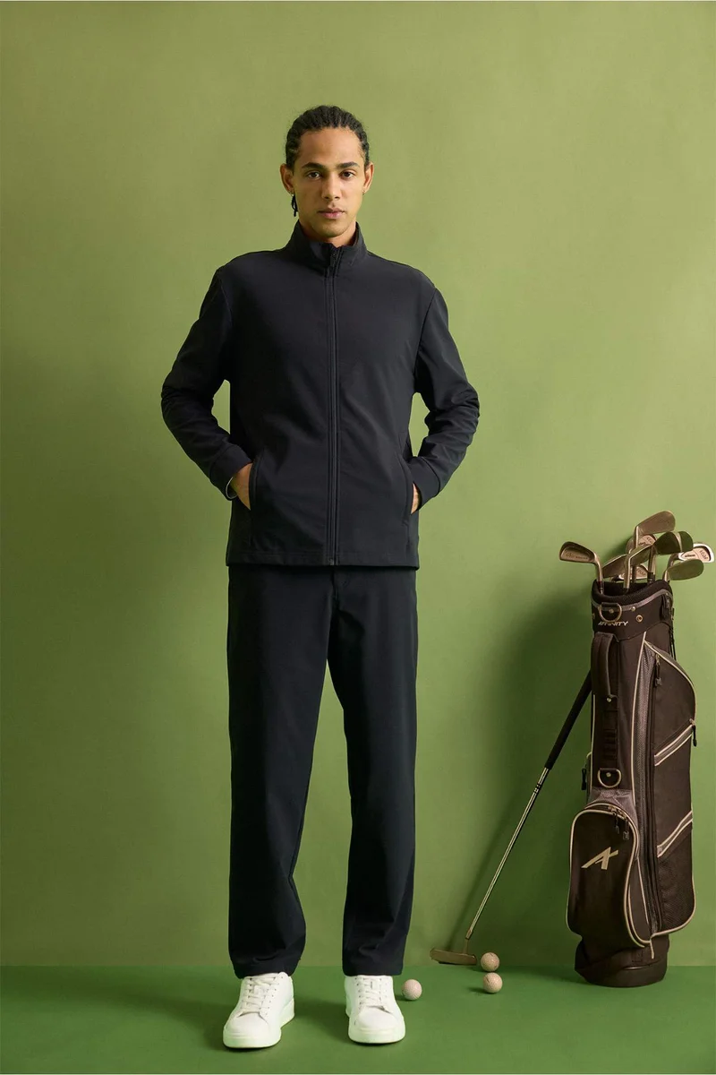 ديفاكتو Standard Fit High Neck Zip-Up Sweatshirt