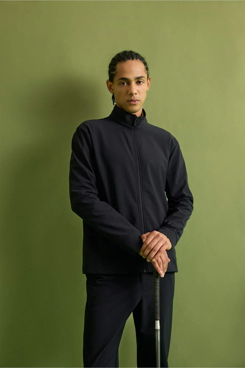 ديفاكتو Standard Fit High Neck Zip-Up Sweatshirt