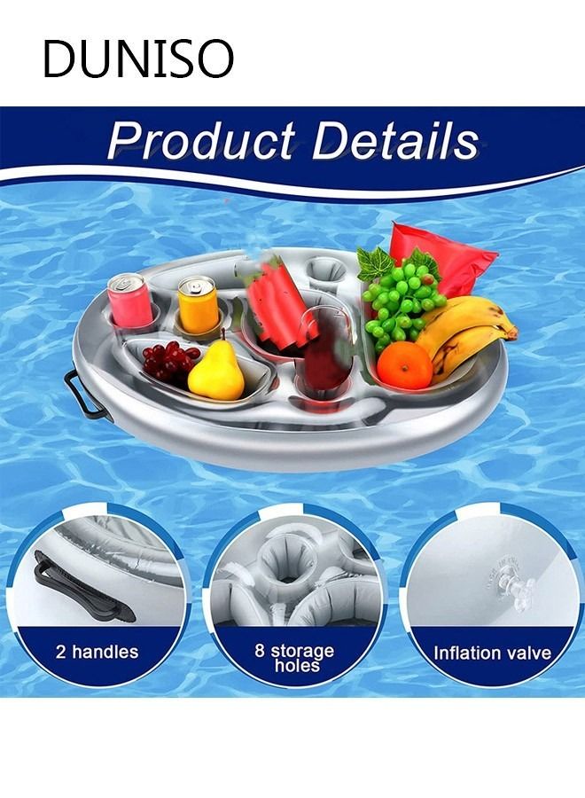 DUNISO Pool Inflatable Floating Drink Holder with 8 Holes Large Capacity Drink Float Floating Pool Tray for Food and Drinks Swimming Pool Party Beach Accessories Pool Drink Floats - Image 4