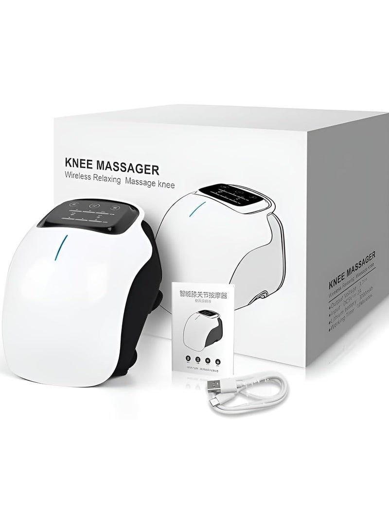 جينيكست جهاز تدليك الركبة بشاشة LED كبيرة لتدليك الركبة المصابة بالتهاب المفاصل يمكن ارتداؤه مع حرارة قابلة لإعادة الشحن، جهاز تدليك الركبة الإلكتروني الذكي لآلام مفصل الركبة والإصابة والتورم والتصلب. - Image 1