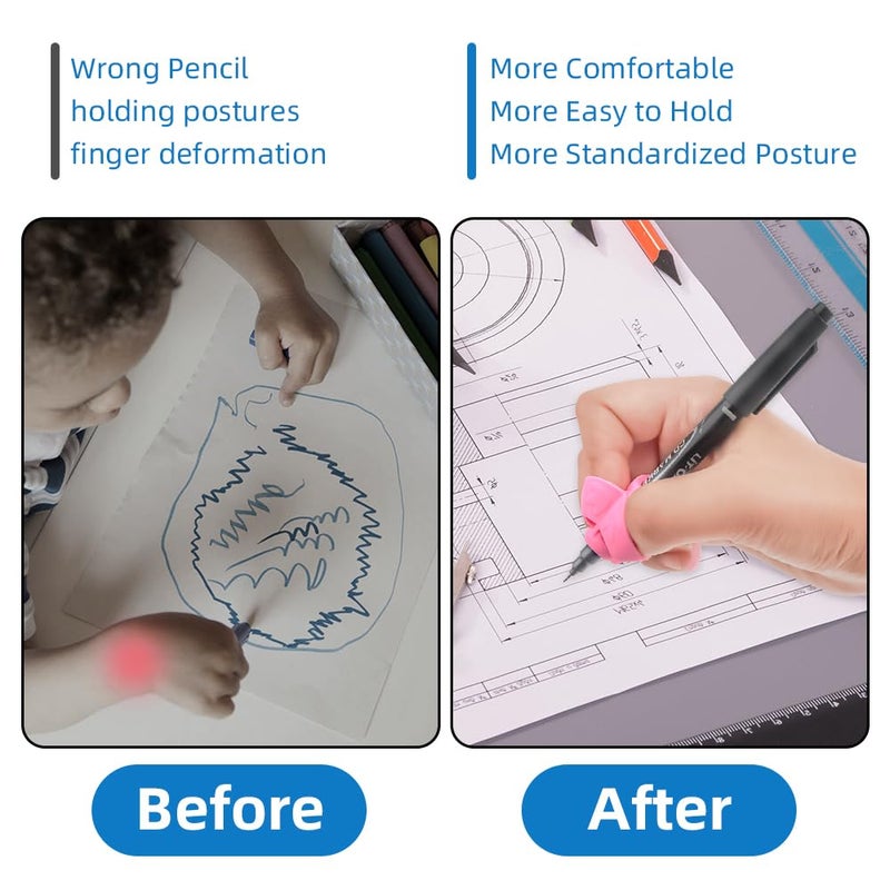 Pretwad Grips for Pencil for Kids Handwriting, 8 Pcs Pen Grips, Ergonomic Pencil Grippers Holder for Kids, Writing Posture Correction with Cushion for Toddlers, Adults, Preschooler, Special Education Supplies - Image 4