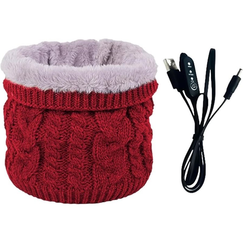 Red Heated Scarf For Men Electric Face Warmer USB Rechargeable Winter Ski Accessory - Image 1