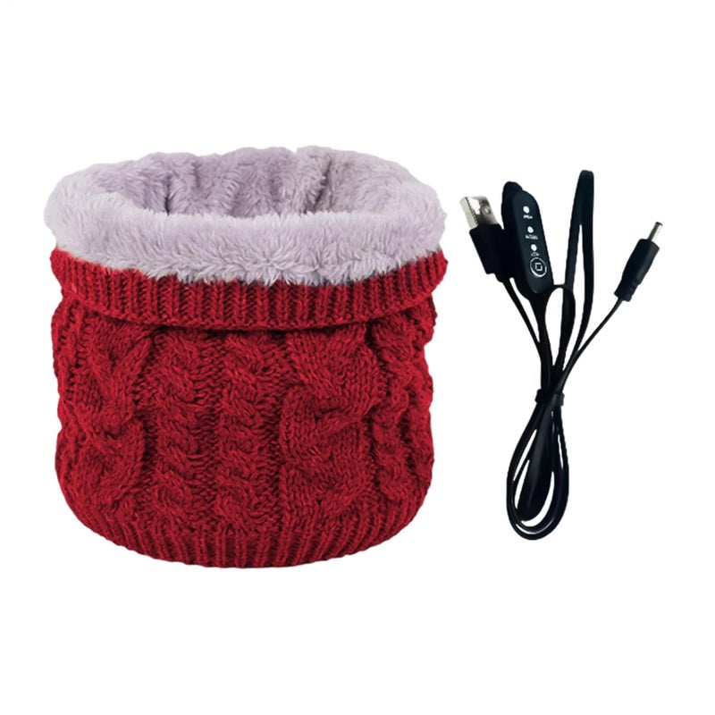 Red Heated Scarf For Men Electric Face Warmer USB Rechargeable Winter Ski Accessory - Image 2