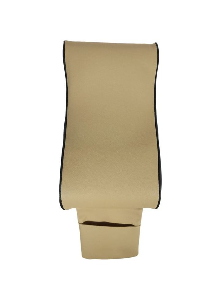 Car Handrail Pad  Car Center Console Armrest Cushion Pad With Pocket For Mobile Armrest Cushion Pad For Car Beige With Black 1 Pcs - Image 2
