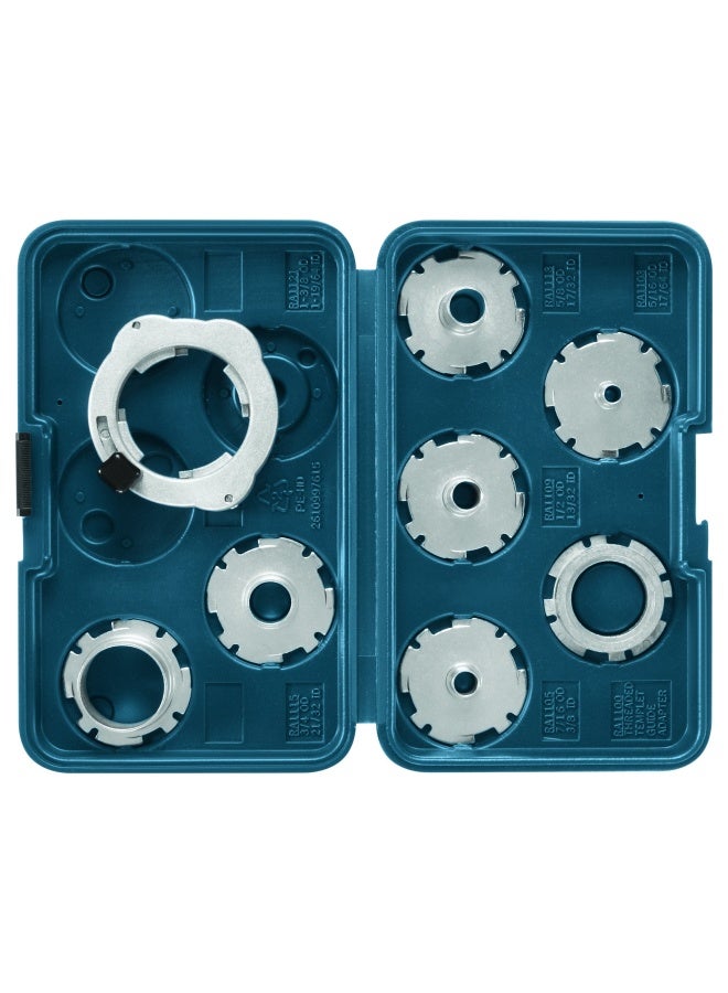 RA1128 8-Piece Router Template Guide Assorted Set with Included Storage Case and Threaded Template Guide Adapter