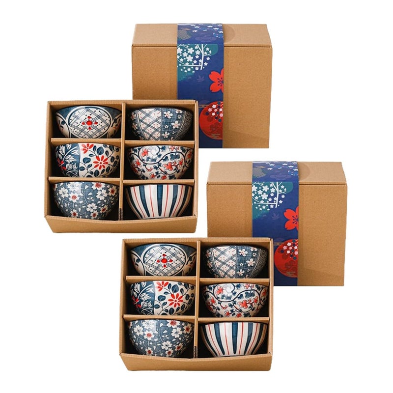 Krivety Janpanese Style Premium Porcelain Cereal Bowls with Gift Set, 300ml Ceramic Bowls for Cereal,Soup,Pasta,Oatmeal,Salad,Rice, Microwave and Dishwasher Safe (Pack of 12 (Set - 2)) - Image 1