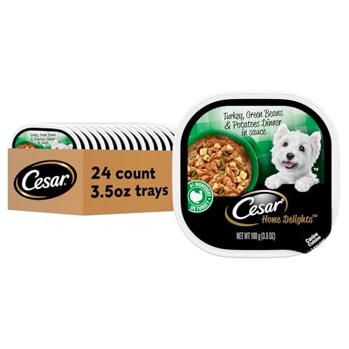 Cesar Home Delights Adult Wet Dog Food Turkey Green Beans Potatoes Dinner in Sauce 35 oz 24 Count Pack of 1