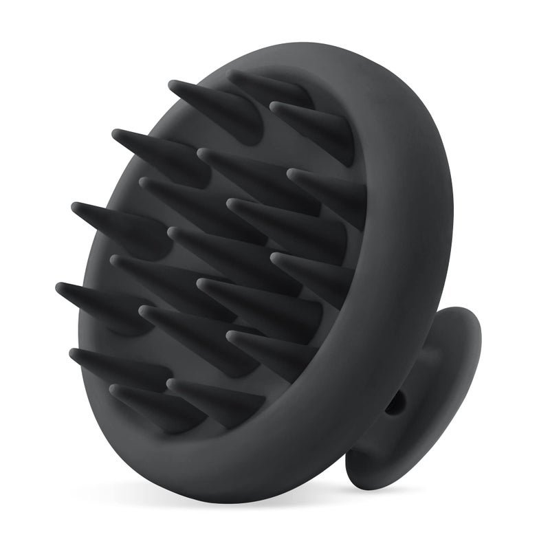 HEETA Scalp Massager Hair Growth, Scalp Scrubber with Soft Bristles, Integrated Silicone Design, Exfoliator for Dandruff Removal & Relaxation, Shampoo Brush Fit Wet Dry Hair Use, Black - Image 1